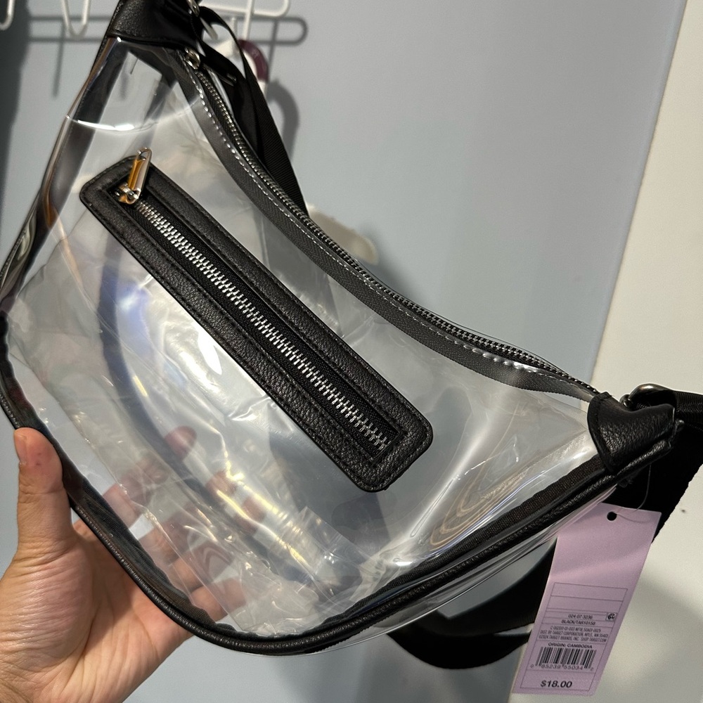 Clear Black Trim Crossbody Bag
